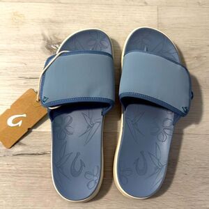 NWT- Olukai- NU’A ‘OLA- SEA ICE blue- slides- women’s size 10